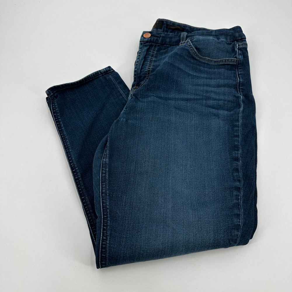 Jen7 7 For All Mankind Size 14 Ankle Skinny Jeans Dark Wash Stretch Flattering